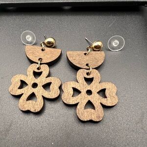 Wooden Floral Dangle Earrings